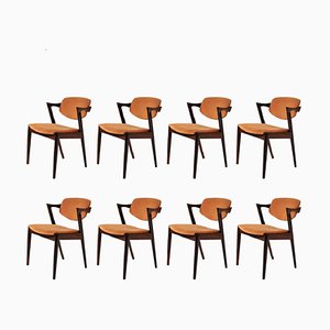Dining Chairs in Rosewood by Kai Kristiansen for Schou Andersen, 1960s, Set of 8