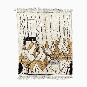 Alfombra Beni Ouarain bereber abstracta de lana, años 90