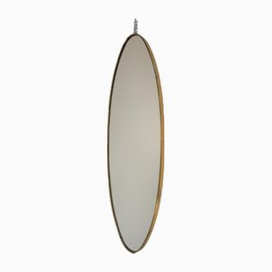 Oval Mirror with Brass Frame, Italy, 1960s