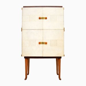 Drinks Cabinet in Walnut and Leather by Laszlo Hoenig, 1950s