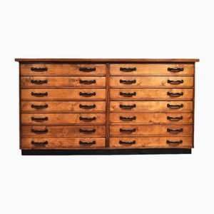 Vintage Bank of Drawers in Pine and Walnut, 1950s
