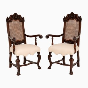 Victorian Armchairs in Carved Walnut, Set of 2
