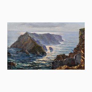 Paul Esnoul, Atlantic Coast Seascape, Early 20th Century, Oil on Canvas, Framed