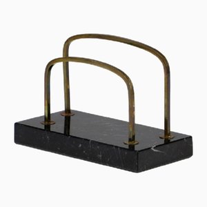 Art Decor Style Marble and Brass Letter Rack, 1950s