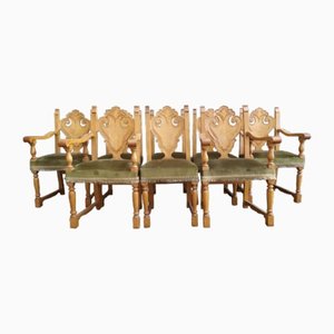 Oak Chairs, 1950s, Set of 8