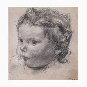 Carl Albert Angst, Portrait d'Enfant, Bleistift auf Papier, 1890-1910