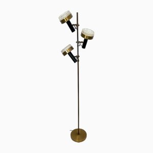 3-Arm Floor Lamp in Brass and Glass from Stilux, Italy, 1960s