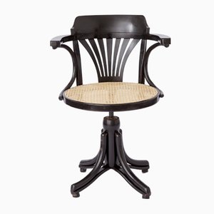 Swivel Chair in Black Viennese Braid from Thonet