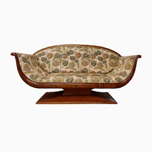 Model B9186 Walnut Sofa with Floral Upholstery from Annibale Colombo, 1950s