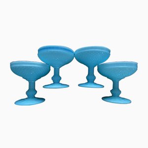 Vintage French Blue Dessert Glasses, 1950s, Set of 4
