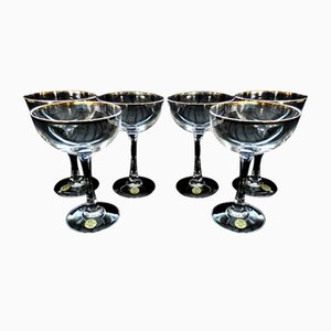 Vintage Italian Crystal Champagne Glasses, 1990s, Set of 6