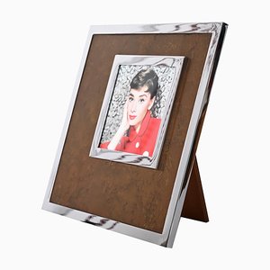 Mid-Century Italian Burl Wood and Chromed Picture Frame from Antonio Botta, 1970s