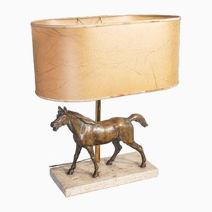 Art Deco Tischlampe aus Bronze mit Pferd
