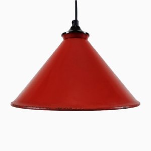 Lámpara colgante Mid-Century moderna de metal rojo, años 60