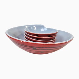 Mid-Century Modern French Handmade Ceramic Bowls Set, 1960s, Set of 5