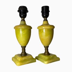 Green Marble Table Lamps, 1950s, Set of 2