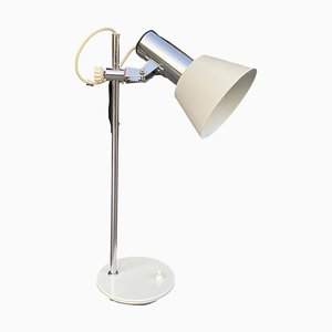 White and Chromed Metal Desk Lamp, 1960s-1970s
