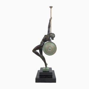 Raymonde Guerbe for Max Le Verrier, Jericho, Spelter & Marble, Art Deco Style Amazone Sculpture