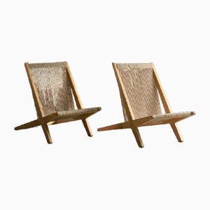 Carpentry Rope Lounge Chairs by Poul Kjaerholm & Jordan Hoj, 1970s, Set of 2