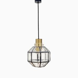 Mid-Century Achteckige Deckenlampe aus Eisen & Glas von Limburg, 1960er
