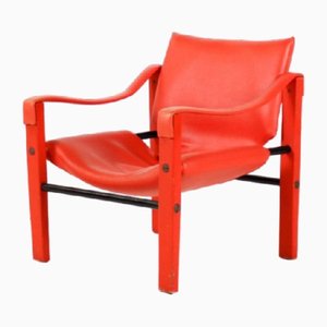 Arkana Leather Safari Chair by Maurice Burke, 1970s
