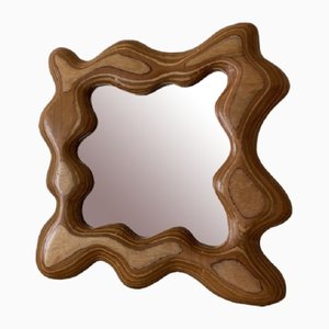 Plywood Wavy Wall Mirror from Somerset UK, 1980s