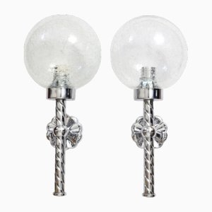 Bubble Glass and Chrome Sconces from Karl Lenz, 1970s, Set of 2