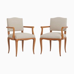 Art Deco Sycamore Armchairs attributed to René Prou, 1930s, Set of 2