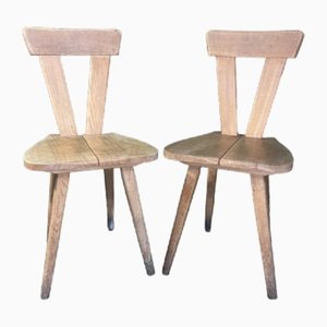 Handgedrehte Stühle mit V-förmiger Rückenlehne & Herzform von Wladyslaw Wincze, 1940er, 2er Set