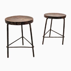 Metal Stools by Pierre Jeanneret, Set of 2
