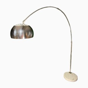 Italian Arco Lamp with Flat Carrera Marble Base attributed to Achille & Pier Giacomo Castiglioni for Flos, 1970s