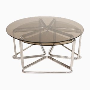 French Steel Tube Nesting Tables, 1970s, Set of 4