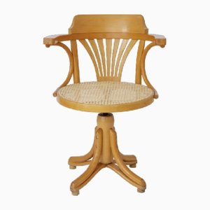 Beige Viennese Braid Swivel Chair from Thonet