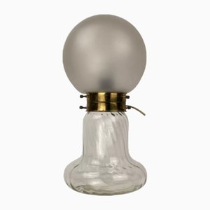 Mid-Century Art Deco Pilz Tischlampe aus Wirbelglas und Messing