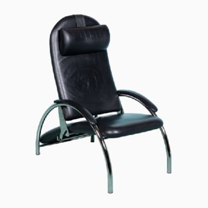 Black Leather Recliner attributed to Ingmar Relling from Westnofa, 1980s