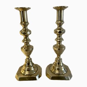 Victorian Brass Candleholders, 1860s, Set of 2