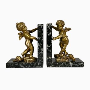 Regule and Marble Bookends, Late 19th Century, Set of 2