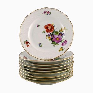 Special Flower Version Saxon Porcelain Plates from Royal Copenhagen, 1890s, Set of 9