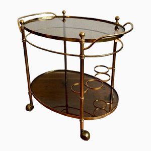 Neoclassical Brass Bar Cart with Glass Tops, 1960s