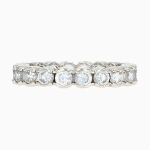 18 Karat White Gold Wedding Ring with Eternity Diamonds, France, 1950s