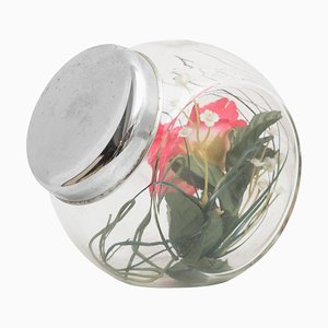 Spanish Glass Container with Lid, 1950s