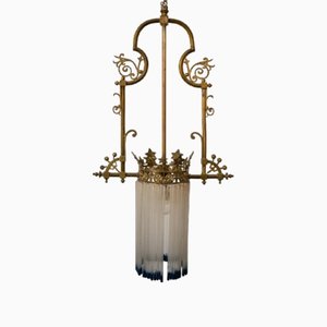 Lampada da soffitto Art Nouveau con aste in vetro, inizio XX secolo