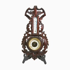 Art Nouveau Carved Walnut Wall-Mounted Weather Station, 1910s