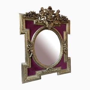 French Style Shield Shaped Finish Mirror in Velvet