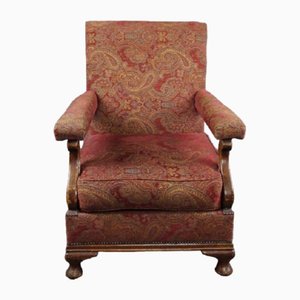 Antique Upholstered Wooden Armchair