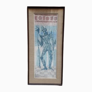 Camerini Lamberto, Man with Armor, 1967, Oil on Panel, Framed