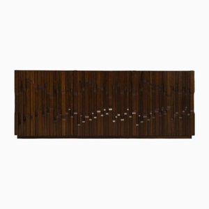 Brutalist Model Norman African Walnut Sideboard by Luciano Frigerio, Italy, 1970s
