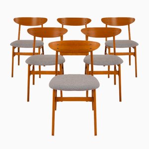 Mid-Century Modern Dining Chairs in Gray Wool and Teak from Farstrup Møbler, 1960s, Set of 6