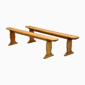 Vintage Benches in Cherrywood, Set of 2
