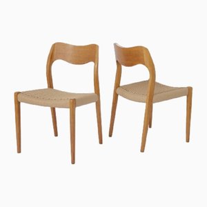 Vintage 71 Stühle aus Eiche von Niels Møller, 1950er, 2er Set